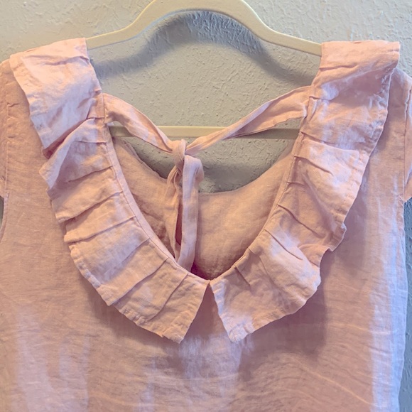 Luca Vanucci Linen Top Summer Mauve Ruffles Women’s Sz Small - Picture 2 of 9